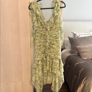 Cinq à Sept Green Patterned High Low Dress